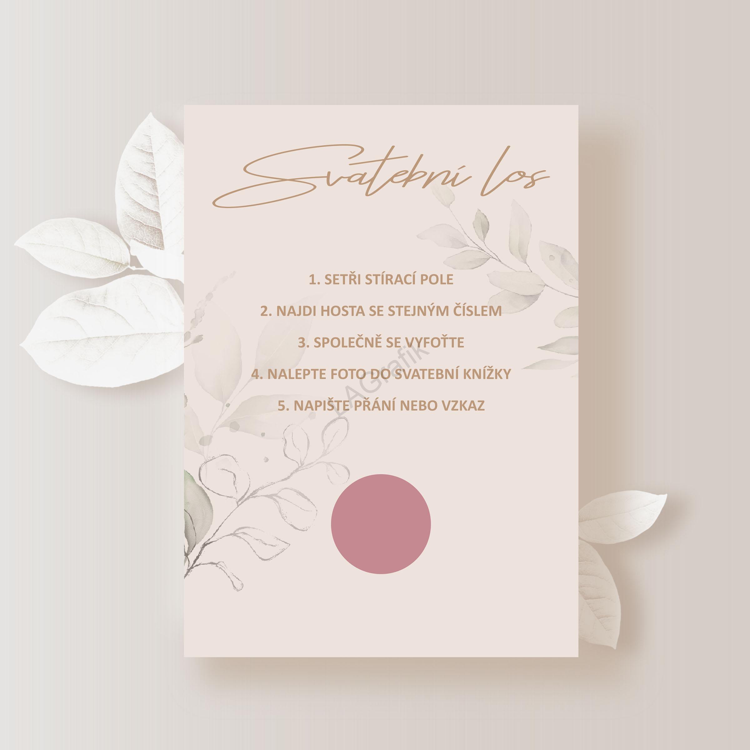 Svatební los BÉŽOVÁ 2ks (1 pár) | ROSEGOLD KOLEČKO