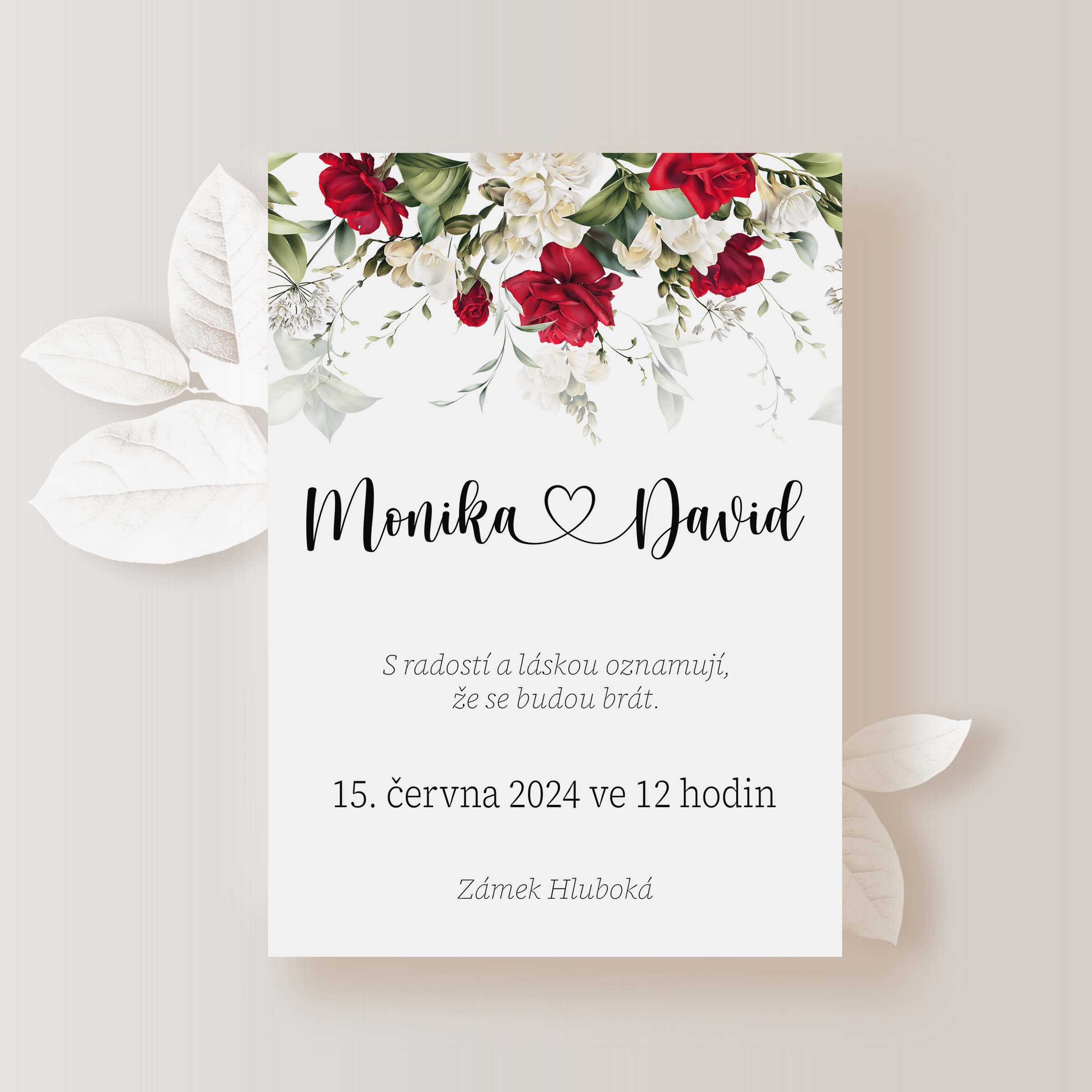 Svatební oznámení ČERVENÉ A BÍLÉ RŮŽE | A6
