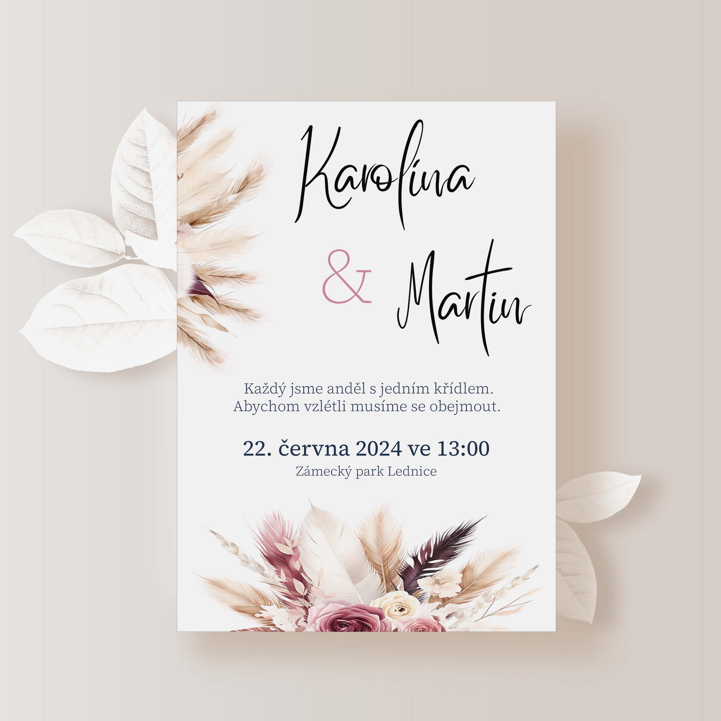 Svatební oznámení PAMPOVÁ TRÁVA No.2 | A6