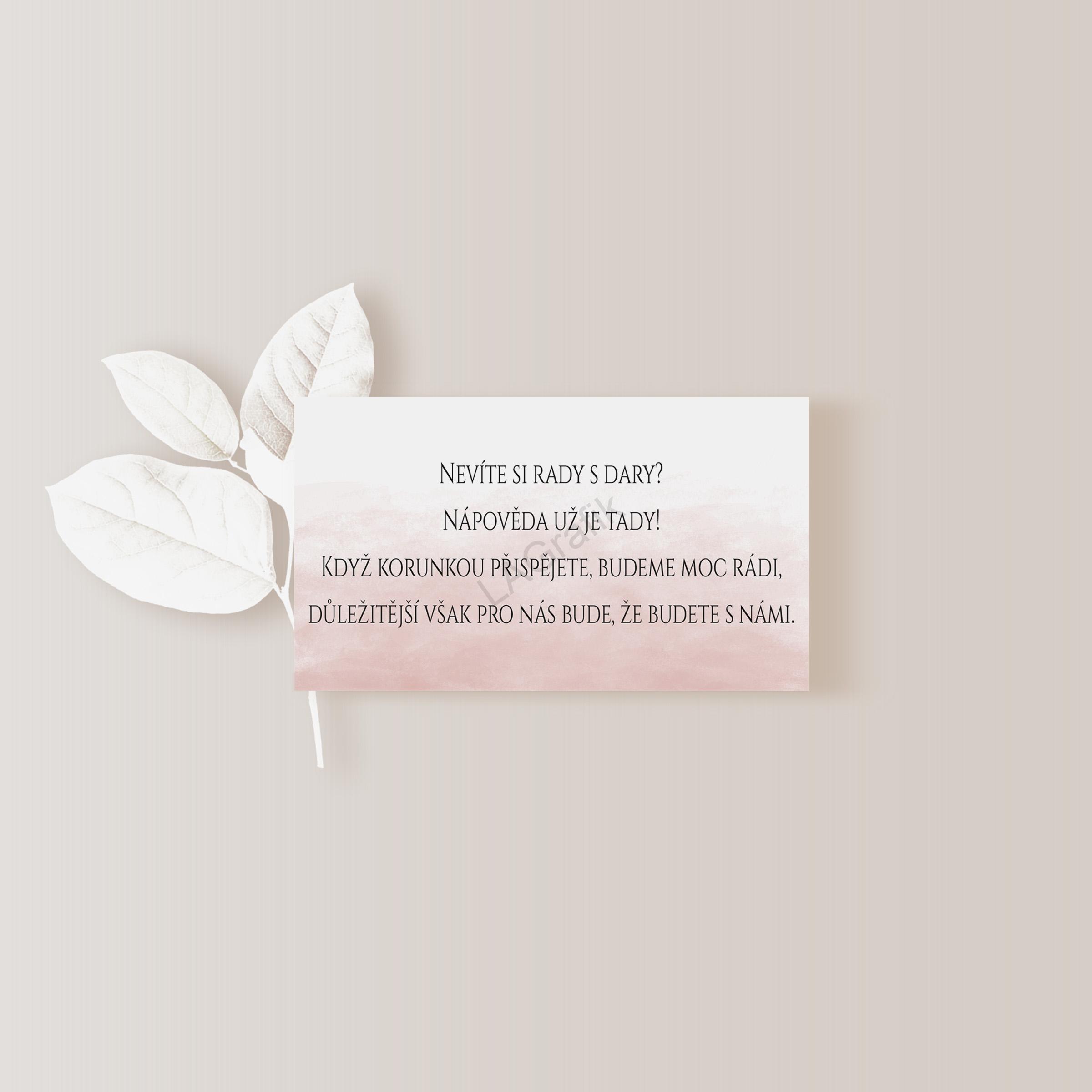 Kartička o darech 10 x 5cm DUSTY ROSE