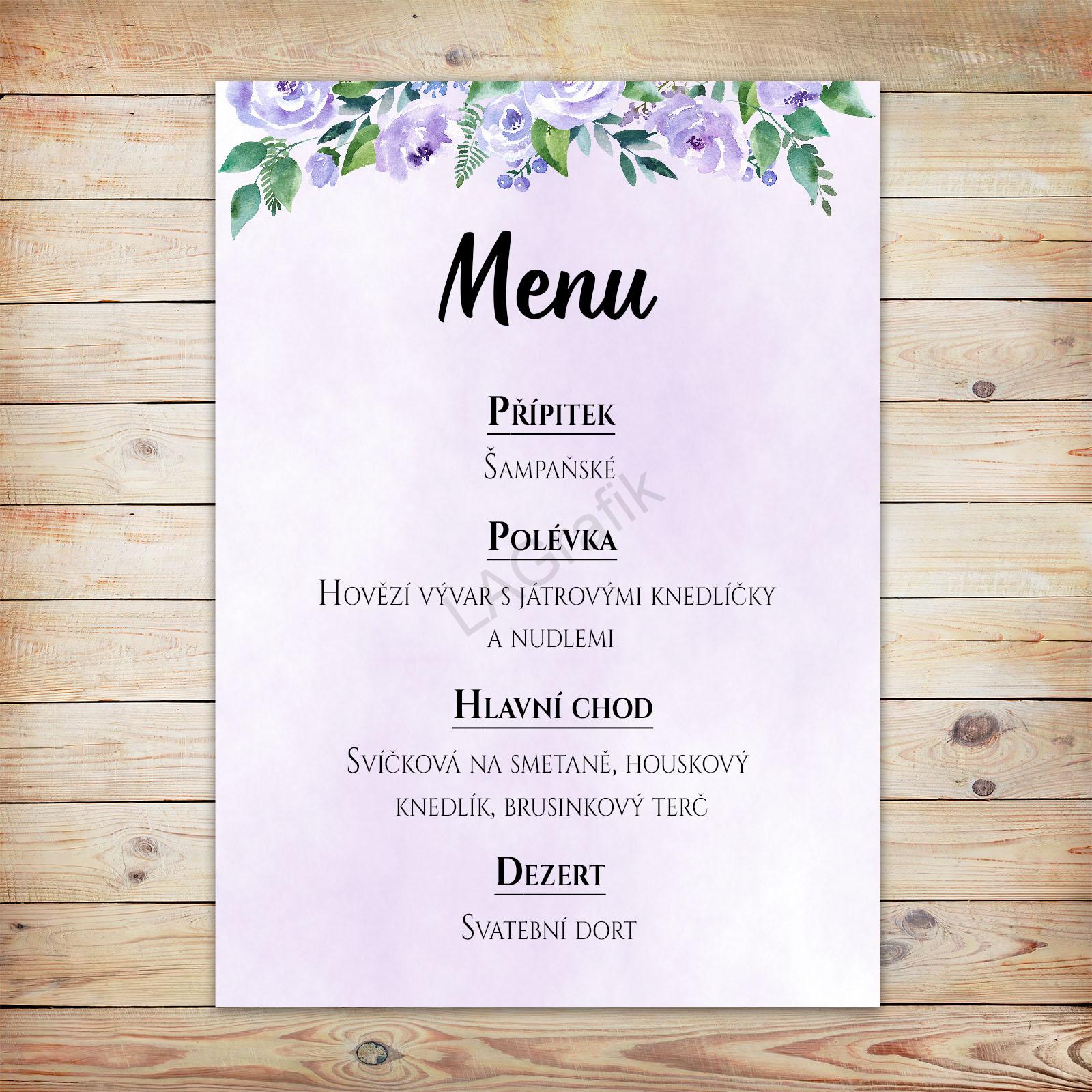 Svatební menu FIALOVÁ HARMONIE