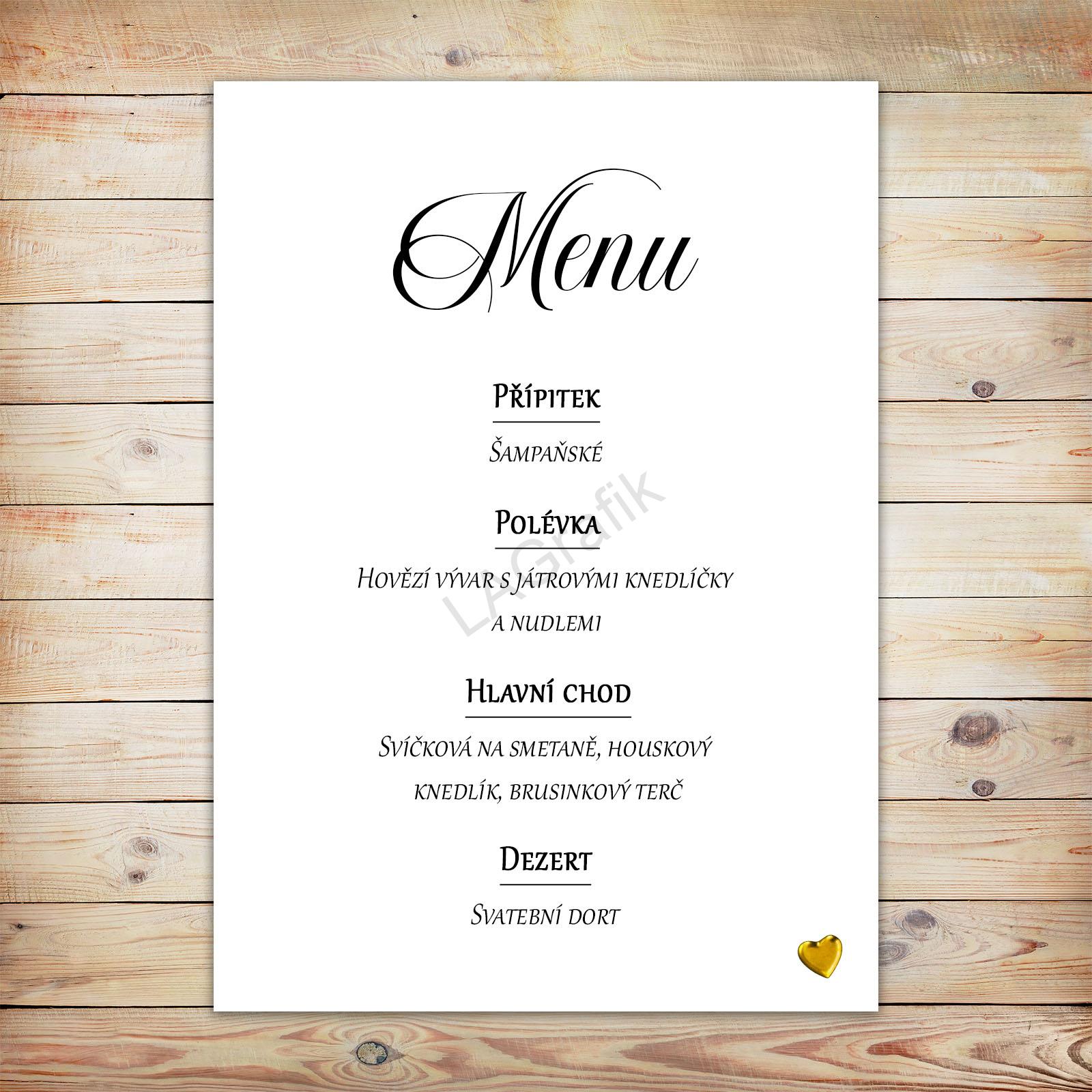Svatební menu JEDNODUCHÁ