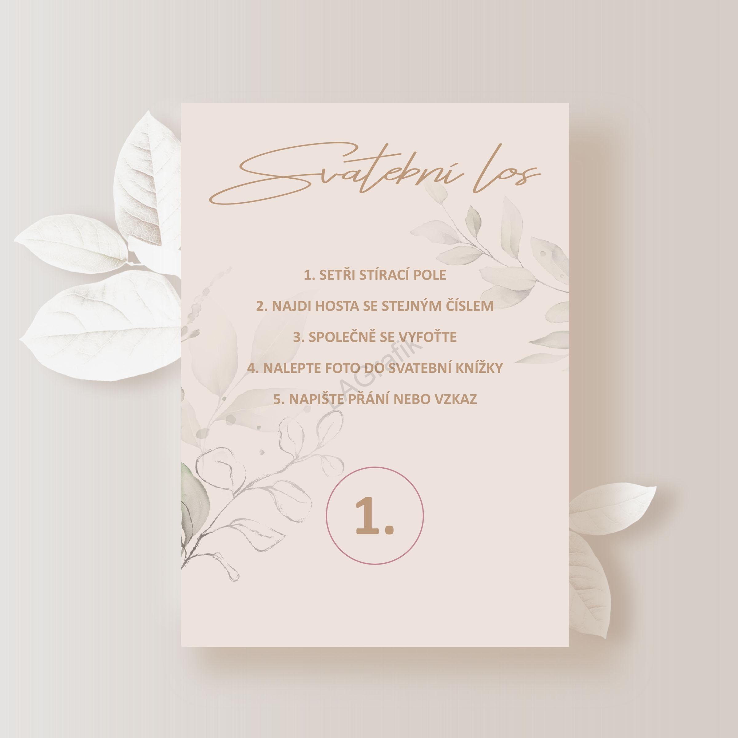 Svatební los BÉŽOVÁ 2ks (1 pár) | ROSEGOLD KOLEČKO