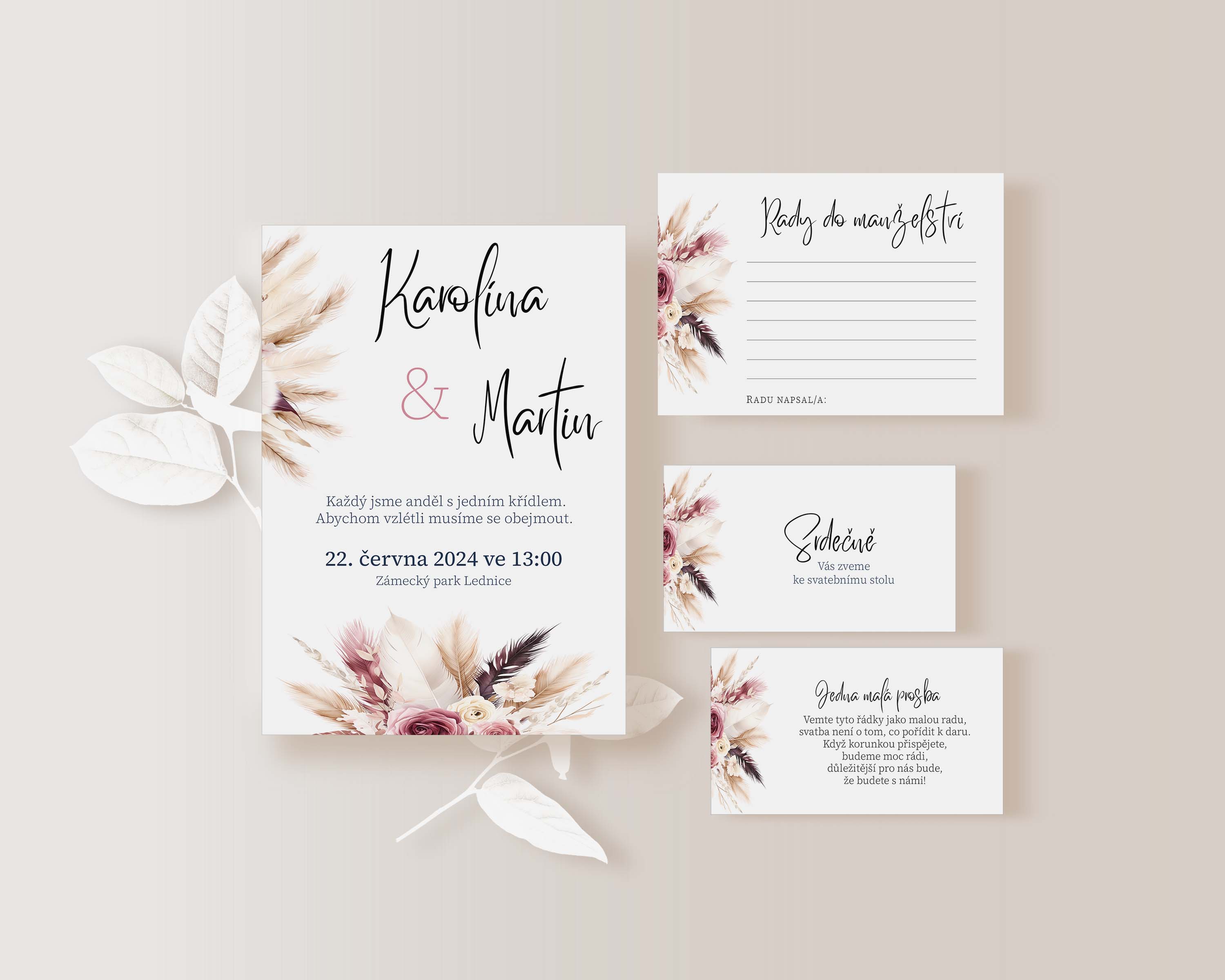 Rady do manželství 10 x 7cm PAMPOVÁ TRÁVA No.2