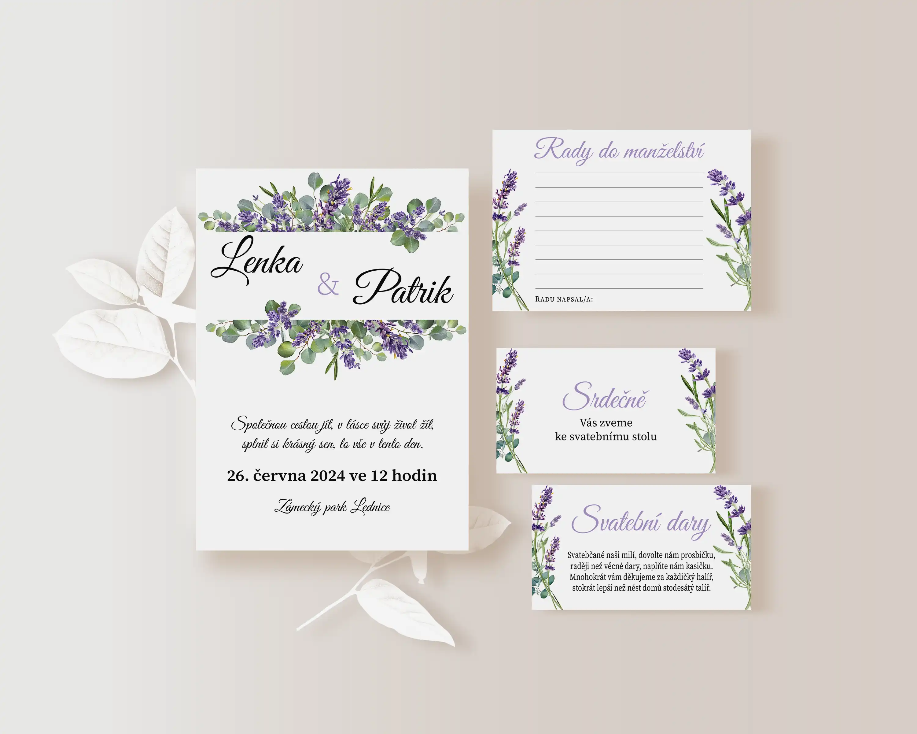 Rady do manželství 10 x 7cm EUCALYPTUS S LEVANDULÍ