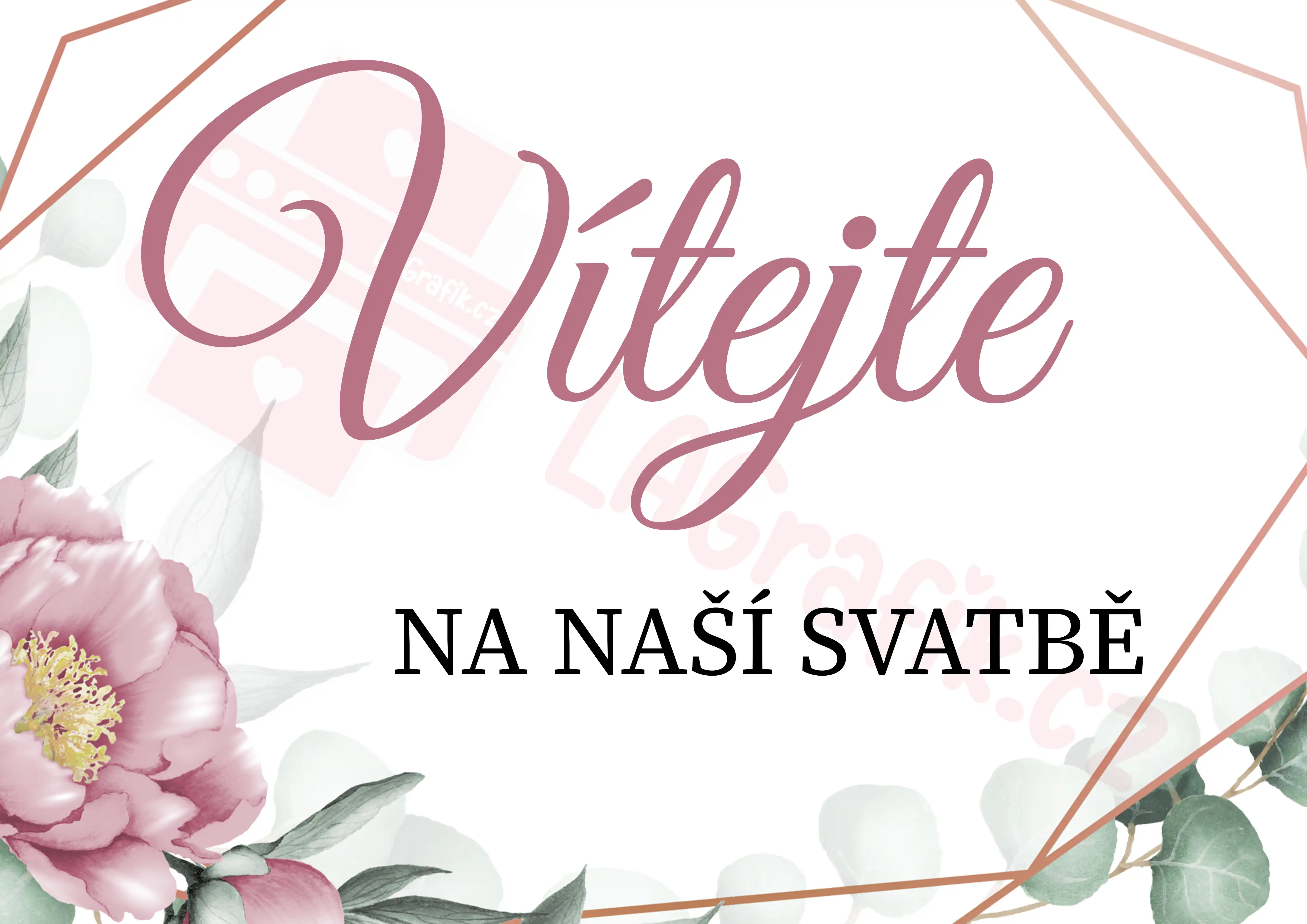 Uvítací tabule EUCALYPTUS S PIVOŇKAMI