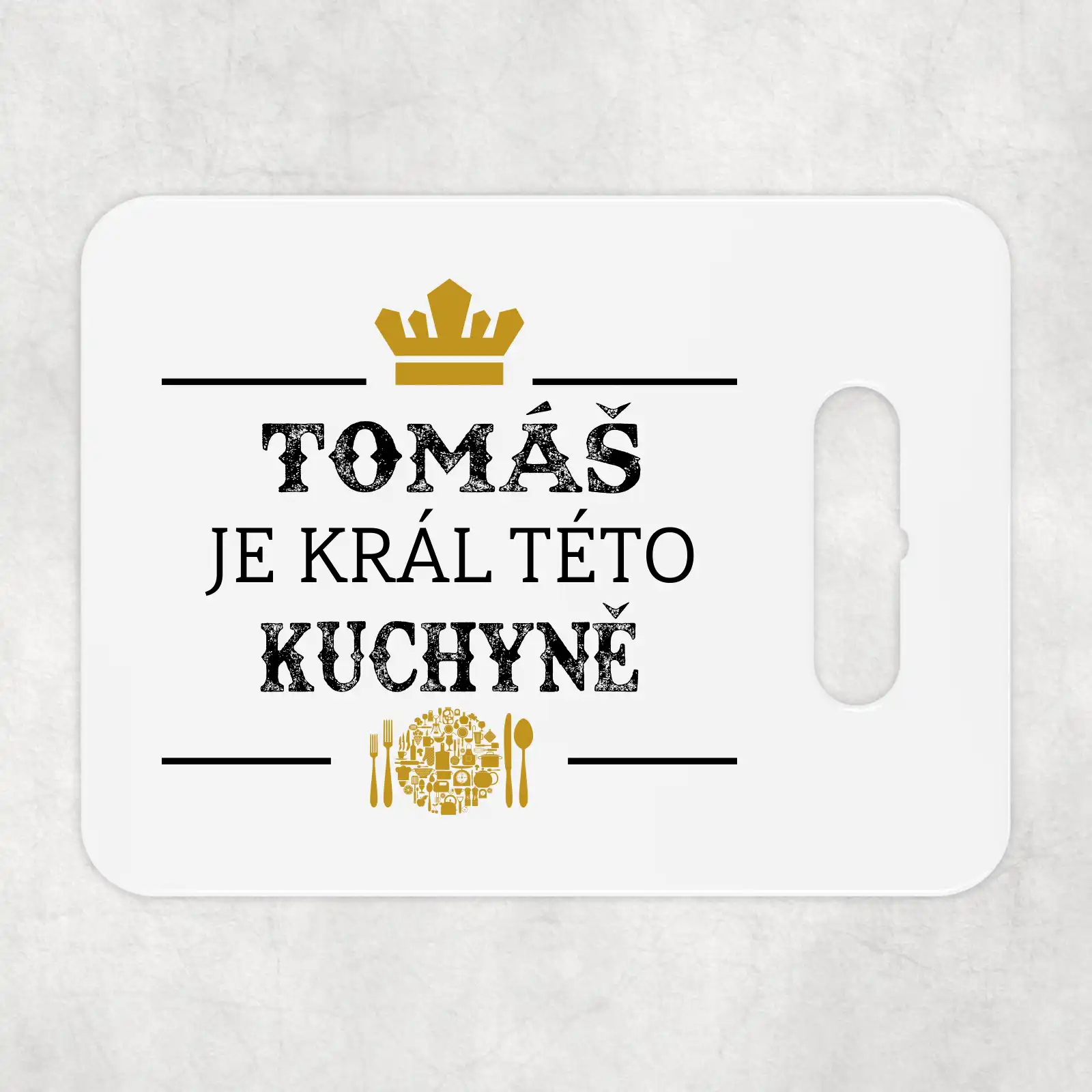 Keramické prkénko 18x24cm | "JMÉNO" JE KRÁL TÉTO KUCHYNĚ