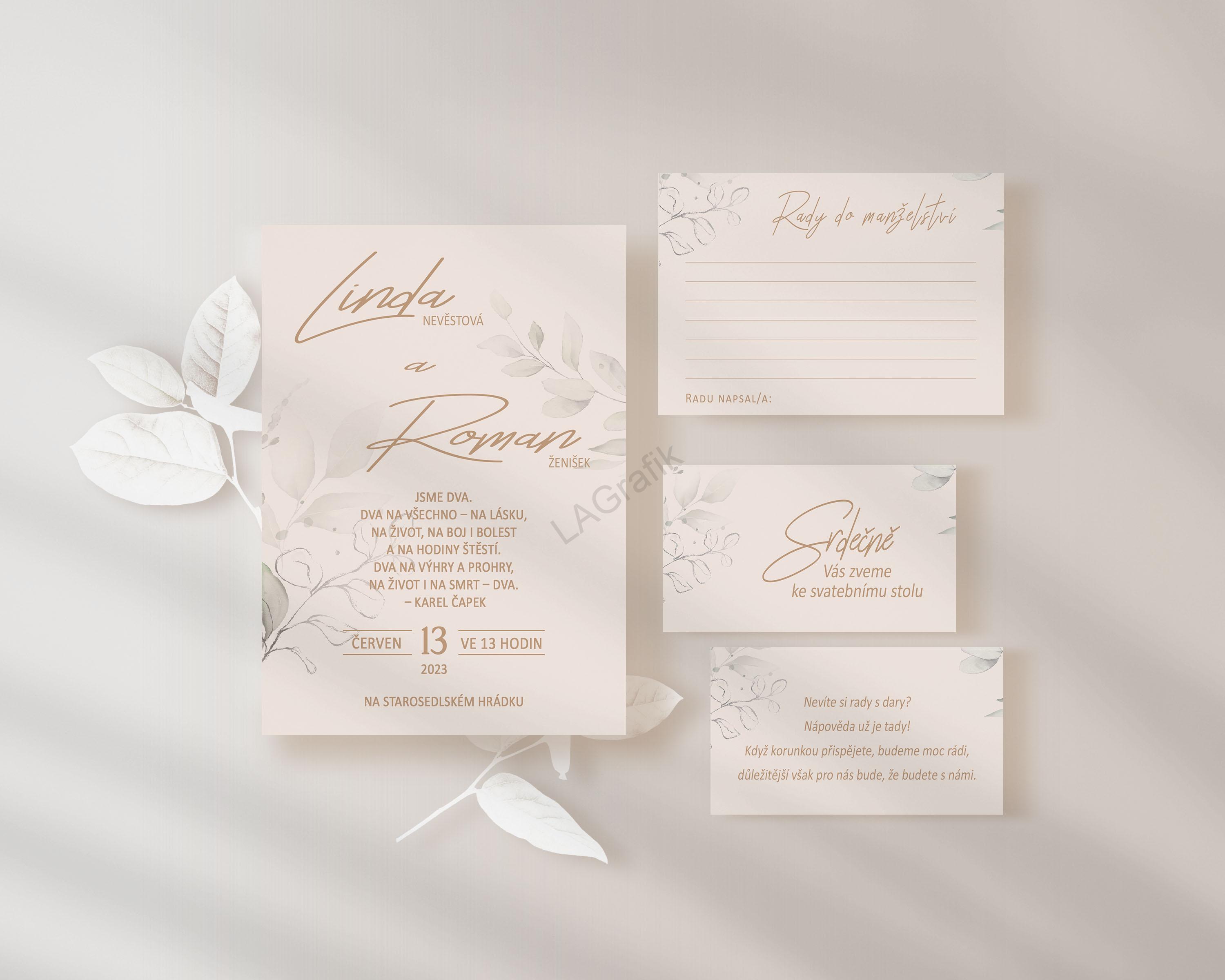 Svatební oznámení BÉŽOVÁ | A6