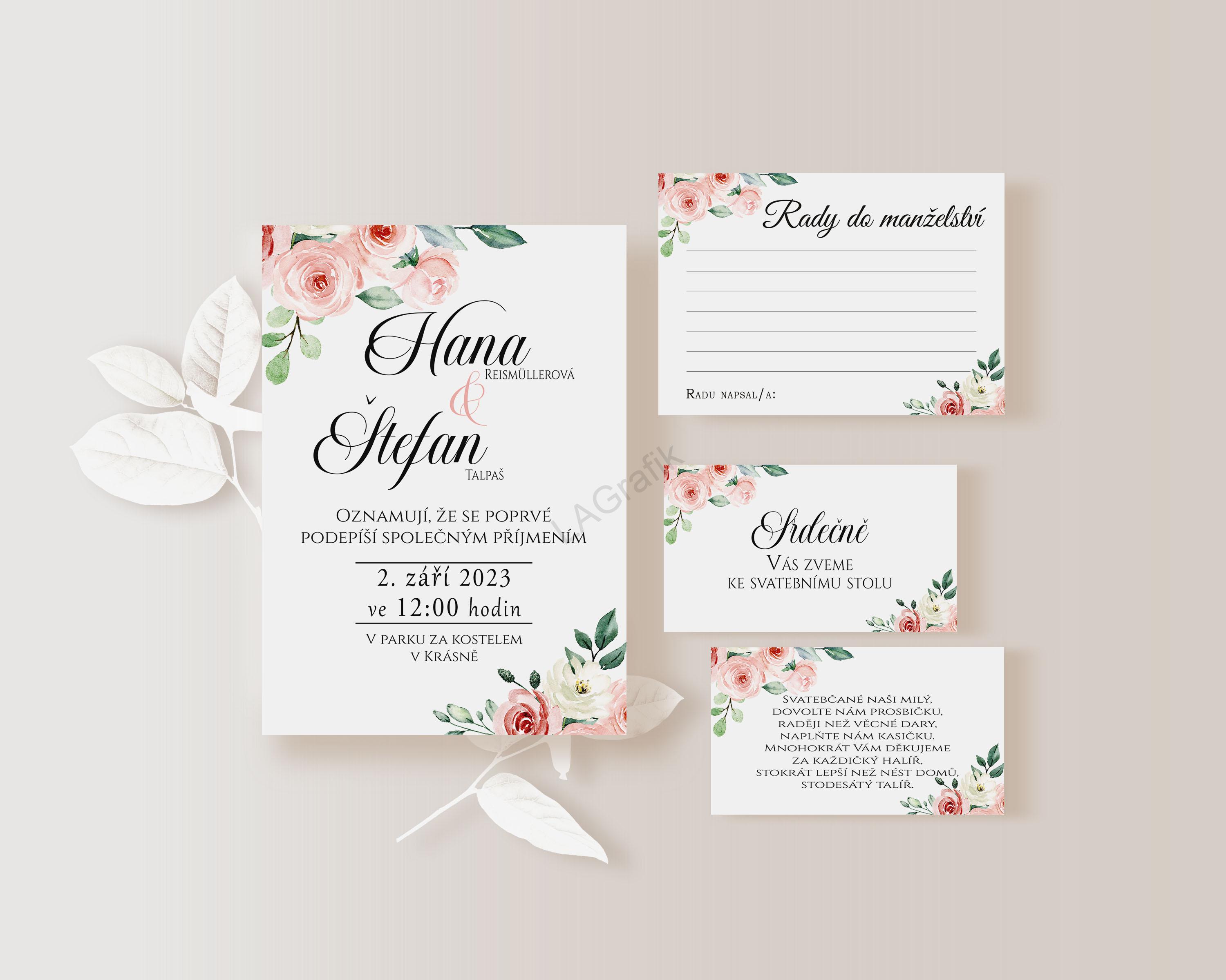 Svatební oznámení PINK ROSE No.1 | A6