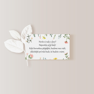 Kartička o darech 10 x 5cm LUČNÍ KVÍTÍ