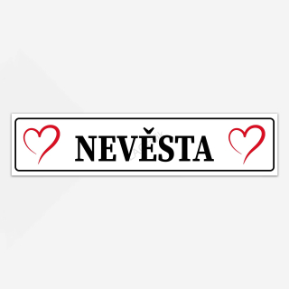 SPZ "NEVĚSTA" s červenými srdíčky