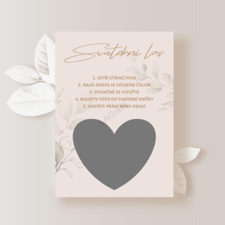 Svatební los BÉŽOVÁ 2ks (1 pár) | STŘÍBRNÉ SRDCE