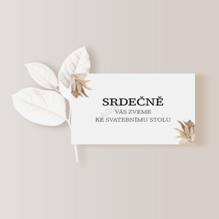 Pozvánka ke svatebnímu stolu 10 x 5cm PAMPOVÁ TRÁVA No.1