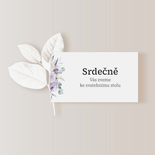 Pozvánka ke svatebnímu stolu 10 x 5cm FIALOVÁ HARMONIE No.2