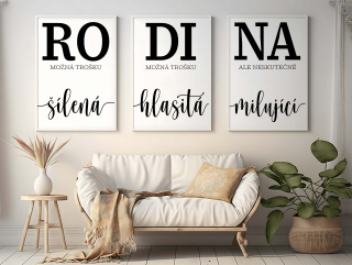 3 obrazy tvořící nápis RODINA