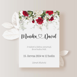 Svatební oznámení ČERVENÉ A BÍLÉ RŮŽE | A6