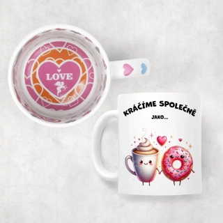 Hrnek s vnitřním potiskem "LOVE" | CAPPUCCINO A DONUT