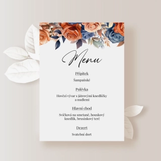 Svatební menu INDIGO A TERRACOTTA
