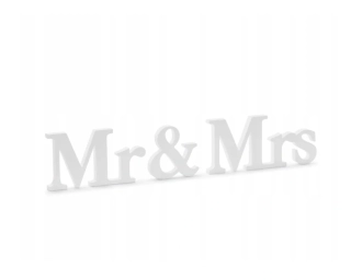 Dřevěný nápis Mr & Mrs | BÍLÝ