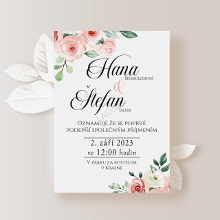 Svatební oznámení PINK ROSE No.1 | A6