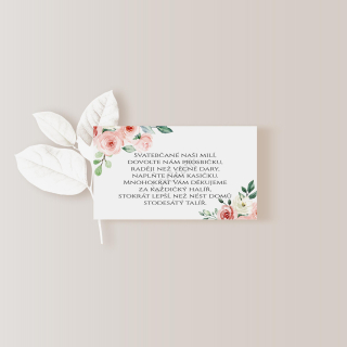 Kartička o darech 10 x 5cm PINK ROSE No.1