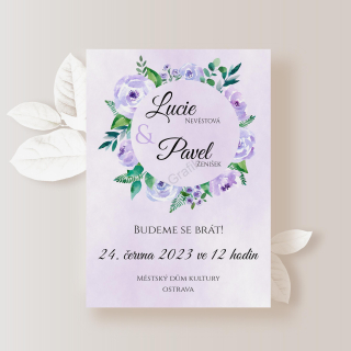 Svatební oznámení FIALOVÁ HARMONIE | A6