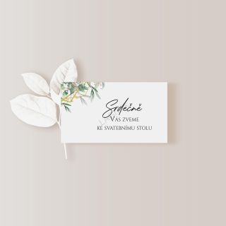 Pozvánka ke svatebnímu stolu 10 x 5cm ZLATOZELENÁ No.2