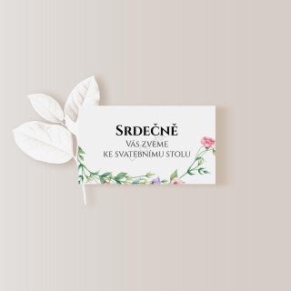Pozvánka ke svatebnímu stolu 10 x 5cm KVĚTINY No.2