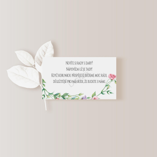 Kartička o darech 10 x 5cm KVĚTINY No.2