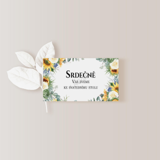 Pozvánka ke svatebnímu stolu 10 x 5cm SLUNEČNICE No.1