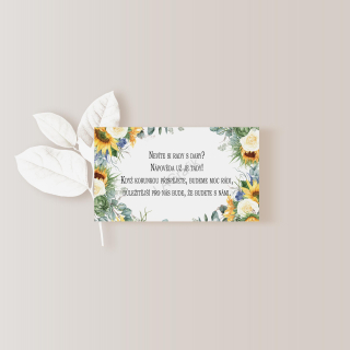 Kartička o darech 10 x 5cm SLUNEČNICE No.1