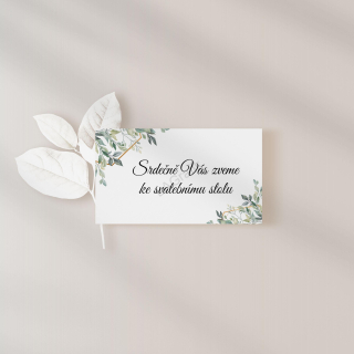 Pozvánka ke svatebnímu stolu 10 x 5cm ZLATOZELENÁ No.3